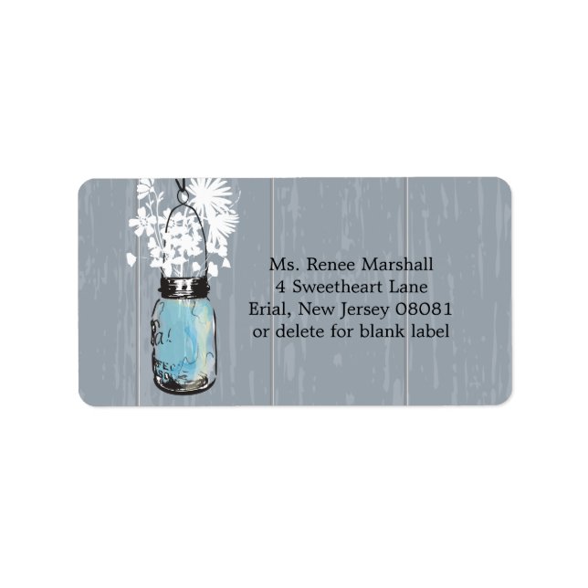 Rustic Hanging Mason Burk Bröllop Adressetikett (Framsidan)