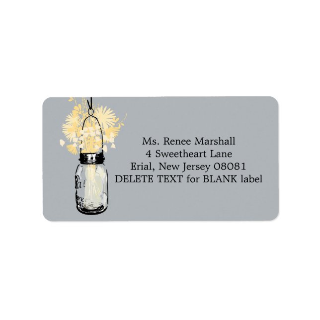 Rustic Hanging Mason Burk Bröllop Adressetikett (Framsidan)