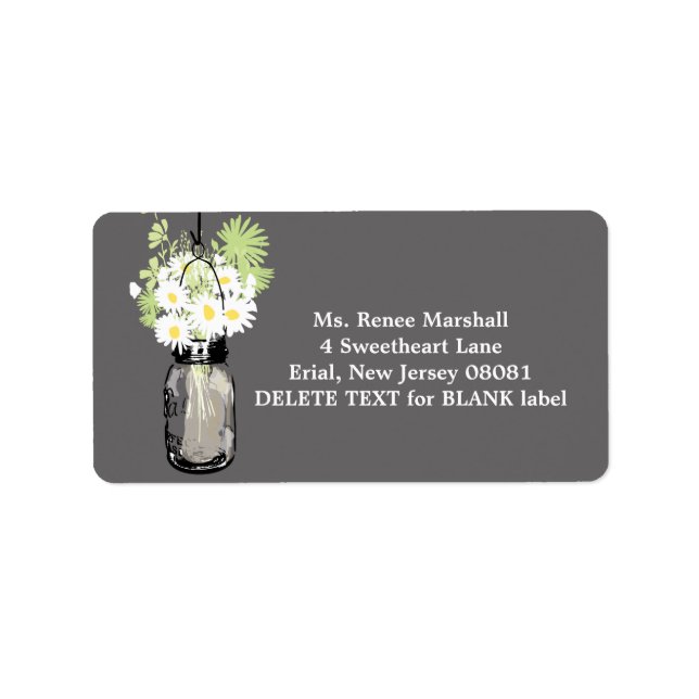 Rustic Hanging Mason Burk Bröllop Adressetikett (Framsidan)