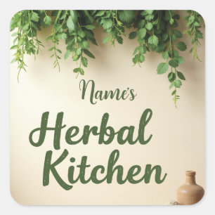 Rustic Hanging Örters Kitchen Burk Stickers Fyrkantigt Klistermärke