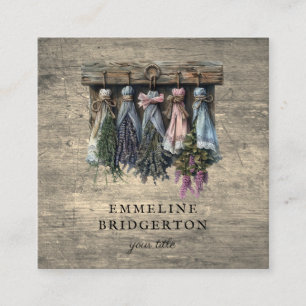 Rustic Hanging Torkade blommor Fyrkantigt Visitkort