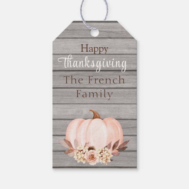 Rustic Happy thanksgiving Gift Märkre Presentetikett (Framsidan)