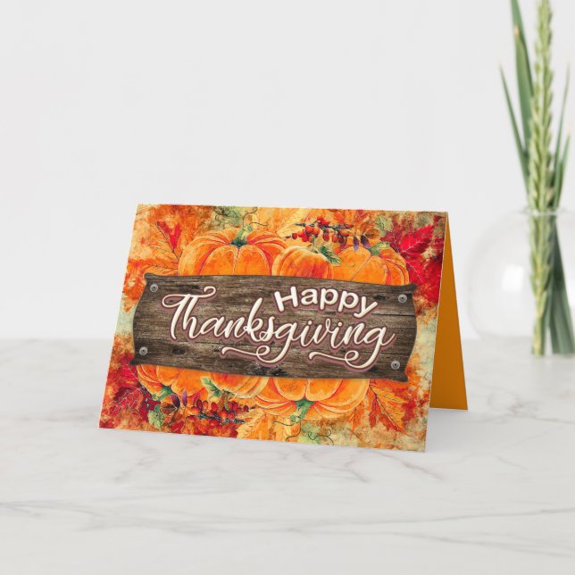 Rustic Happy thanksgiving Helgkort (Framsida)