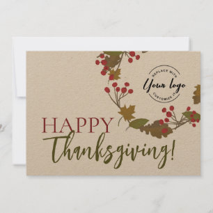 Rustic Happy thanksgiving logotyp Fall Foliage Julkort