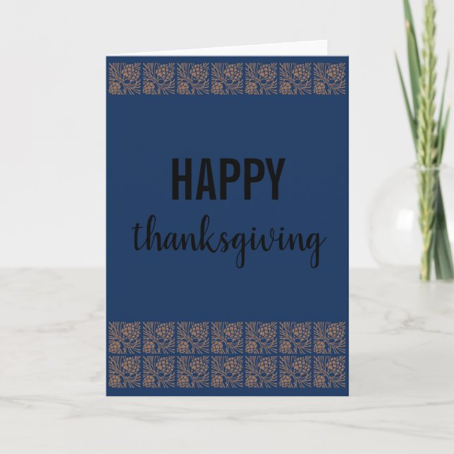 Rustic Happy thanksgiving Modern Blue Blank Kort (Framsida)