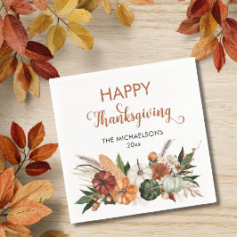 Rustic Happy thanksgiving Pumpkin Pappersservett