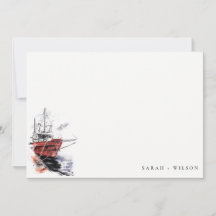 Rustic Harbour Yacht Sailboat Watercolor Bröllop