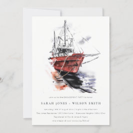 Rustic Harbour Yacht Sailboat Watercolor Förlovnin Inbjudningar