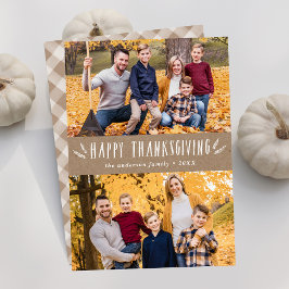 Rustic Harvest 4 Photo Collage Thanksgiving Julkort