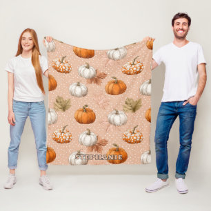 Rustic Harvest Autumn - Pumpkins & Lövs Fleecefilt