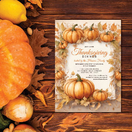Rustic Harvest Pumpkin Thanksgiving Dinner Inbjudningar
