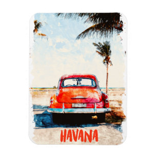 Rustic Havana Kuba Vintage resor Watercolor Magnet