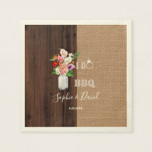 Rustic Hawaiian Blommigt Burlap Barn I DO Barbecue Pappersservett