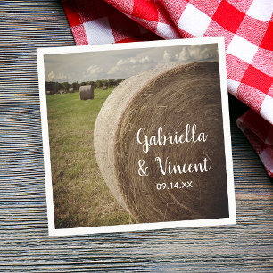 Rustic Hay Bales Ranch Bröllop Pappersservett