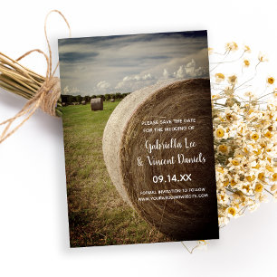 Rustic Hay Bales Ranch Bröllop spara datum Datumet