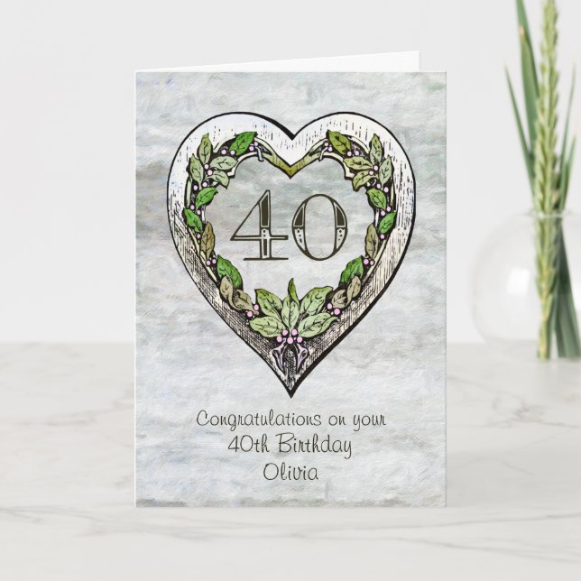 Rustic Heart 40: e födelsedagskortet Kort (Framsida)