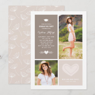 Rustic Heart Doodles Fotokollage Examen Inbjudningar