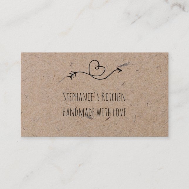Rustic Heart Falskt Kraftpapper Handgjort Med Kärl Visitkort (Framsida)