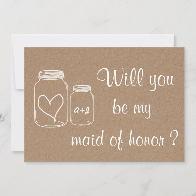 Rustic Heart, kommer du att vara min Maid of honor Inbjudningar (Framsida)