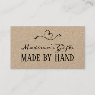 Rustic Heart Kraft Papper Made av Hand Handgjord Visitkort