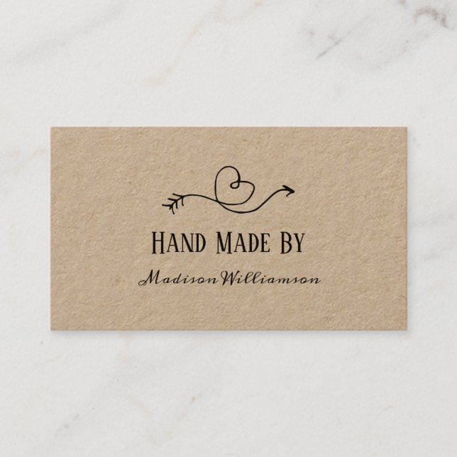 Rustic Heart Kraftpapper Handgjort Av Visitkort (Framsida)