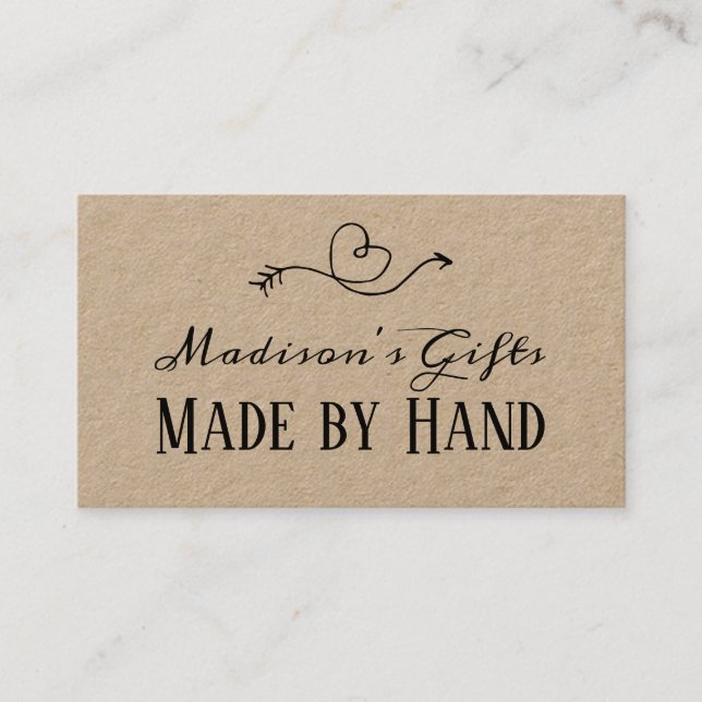 Rustic Heart kraftpapper tillverkat för hand  | Ha Visitkort (Framsida)