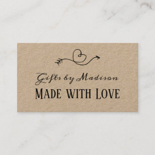 Rustic Heart kraftpapper tillverkat med kärlek   H Visitkort