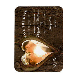 Rustic Heart med fotot Spara datum Bröllop Magnet