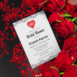 Rustic Heart Monogram Möhippa Inbjudningar