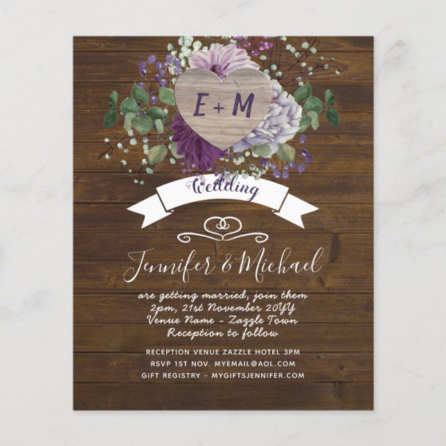 Rustic Heart PHOTO Lila Blue Blommigt Land Barn (Framsida)