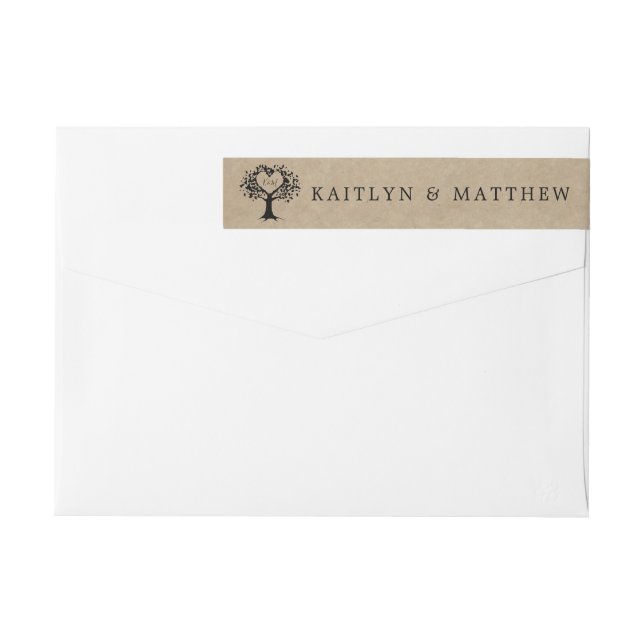 Rustic Heart Träd Bröllop-samlingen Etikettband (Baksidan)