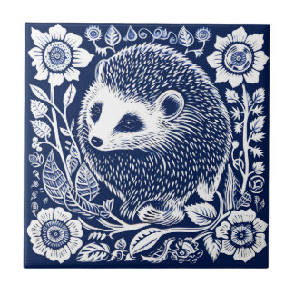 Rustic Hedgehog Ceramic Kakelplatta