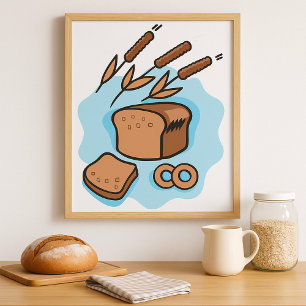 Rustic Hel Grain Bread Farmhouse Food Poster