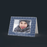 Rustic Helgdag Blue White Menorah Hanukkah Photo Helgkort<br><div class="desc">Rustic Helgdag Blue White Menorah Hanukkah Photo Folded Card med festive mönster of Hanukkah menorahs och anpassningsbar text och foto.</div>