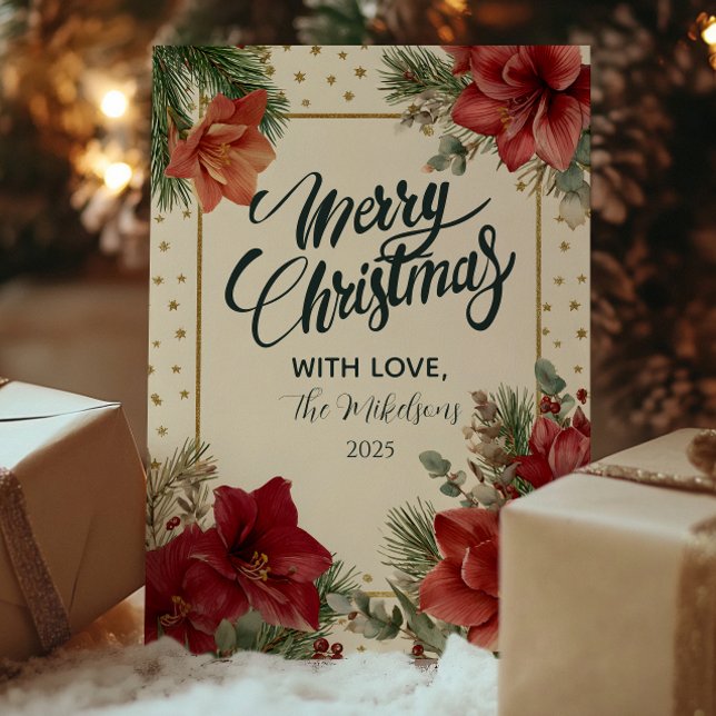 Rustic Helgdag Greenery God jul Julkort (Skapare uppladdad)