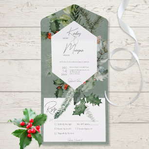 Rustic Helgdag Greenery & Red Berries Middag