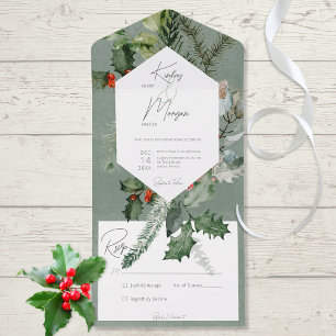 Rustic Helgdag Greenery & Red Berries No Middag