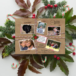 Rustic Helgdag jul Kraft Papper 5 Photo Julkort