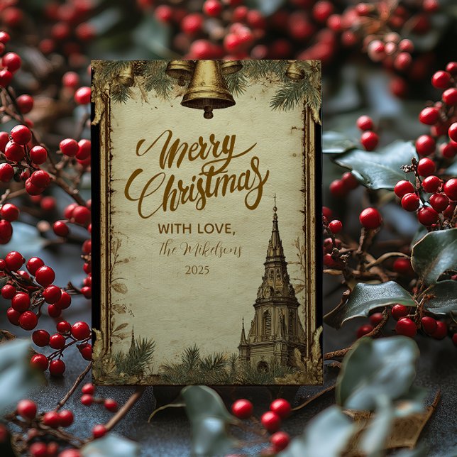 Rustic Helgdag-julen Klockor Julkort (Skapare uppladdad)