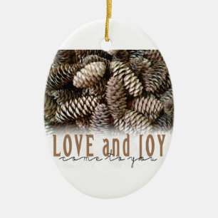 Rustic Helgdag och Joy Gräs Cone Julgransprydnad Keramik