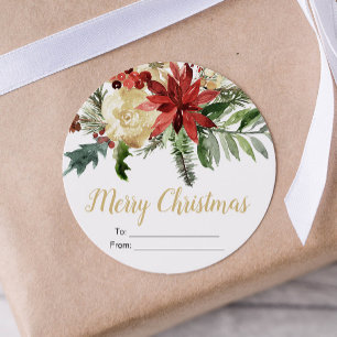 Rustic Helgdag Sticker julklapp Gift Runt Klistermärke