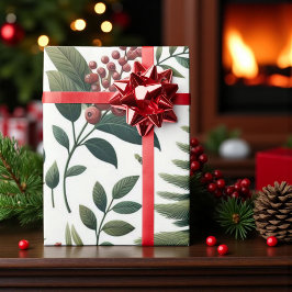 Rustic Helgdag Woodland Watercolor Pinecone Presentpapper