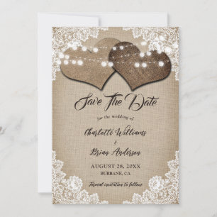 Rustic Hessian Blommigt Snöre Ljus Romantic Bröllo Spara Datumet