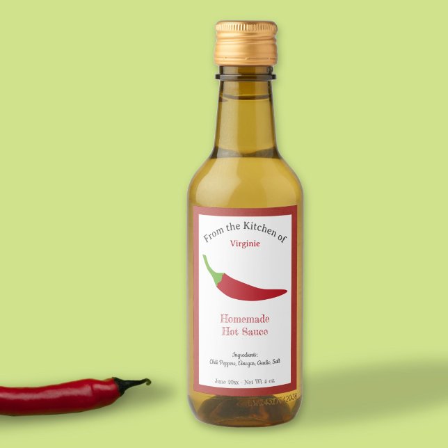 Rustic Hett Sauce Label Sticker - Chili Pepper Vinetikett (Rustic Hot Sauce Kraft Label Sticker - Red Pepper)