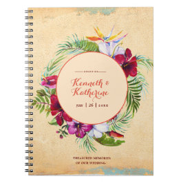 Rustic Hibiscus Tropical Bröllop Guestbook Anteckningsbok
