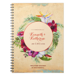 Rustic Hibiscus Tropical Bröllop Guestbook Anteckningsbok