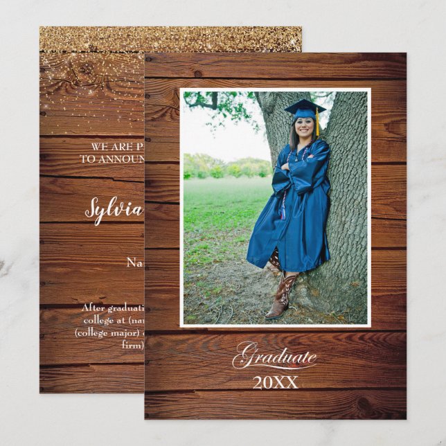 Rustic High School Graduation Announcement - photo Kort (Fram/baksida)