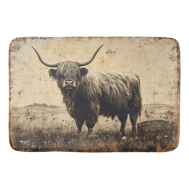 Rustic Highland Cattle Badrumsmatta (Framsidan)