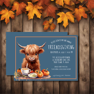 Rustic Highland Cow Friendsgiving-inbjudan Inbjudningar