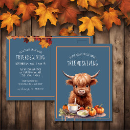 Rustic Highland Cow Friendsgiving Inbjudan vykort